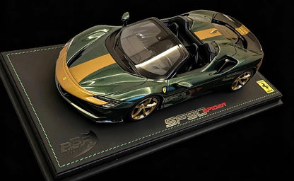 BBR 1/18 Ferrari SF90 Spider Bespoke Metallic Green Gold Flake Limited 15