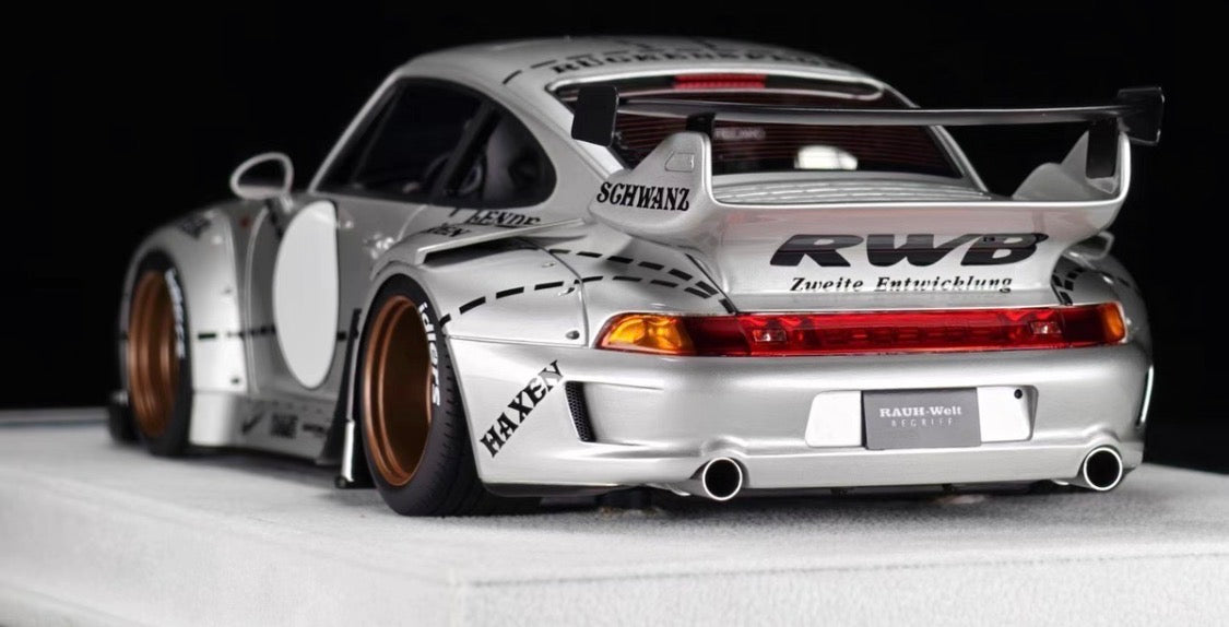FuelMe Porsche 911 RWB 993 Silver Pig Edition 1/18 Resin Model