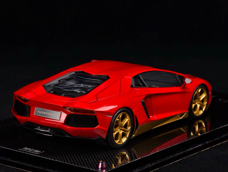 MCM 1/18 Lamborghini Aventador LP700-4 Red Gold Trim | Full Open Resin Model