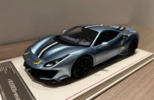 DM Model 1/18 Ferrari 488 Pista Fully Open Resin Ice Blue Model