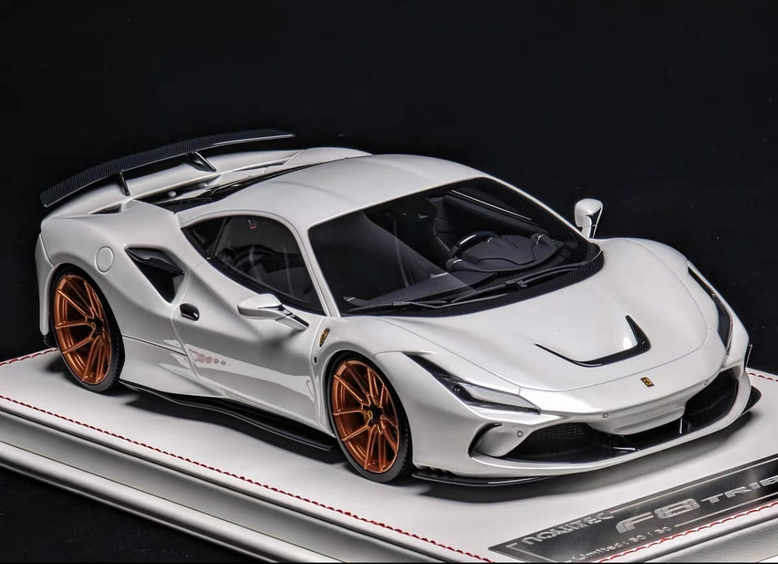 Davis & Giovanni 1/18 Ferrari F8 Tributo Novitec Tuned White Resin Model with Bronze Wheels – Limited Collectible