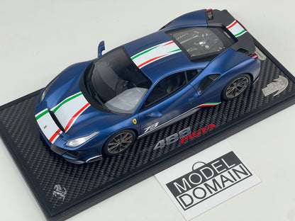 BBR 1/18 Ferrari 488 Pista Piloti Abu Dhabi Blue Limited 10pcs carbon base No 6