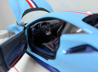 DM Model 1/18 Ferrari 488 Pista Fully Open Resin Light Blue No.03