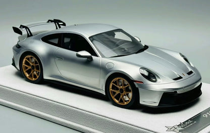 FuelMe Porsche 911 GT3 992 Silver Gold Wheels Limited 10 1/18 Resin Model