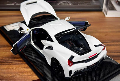 DM PRO 1/18 Ferrari 488 Pista Fully Open Resin White Model