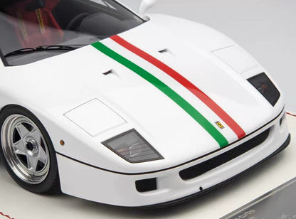 Davis & Giovanni 1/18 Ferrari F40 Resin Model – Italian Tricolore Livery – Collector Edition on Leather Base