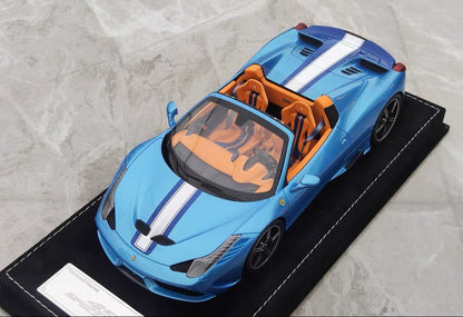 HH 1/18 Ferrari 458 Speciale Aperta Resin Model – Grigio Allou Blue Silver – HH338