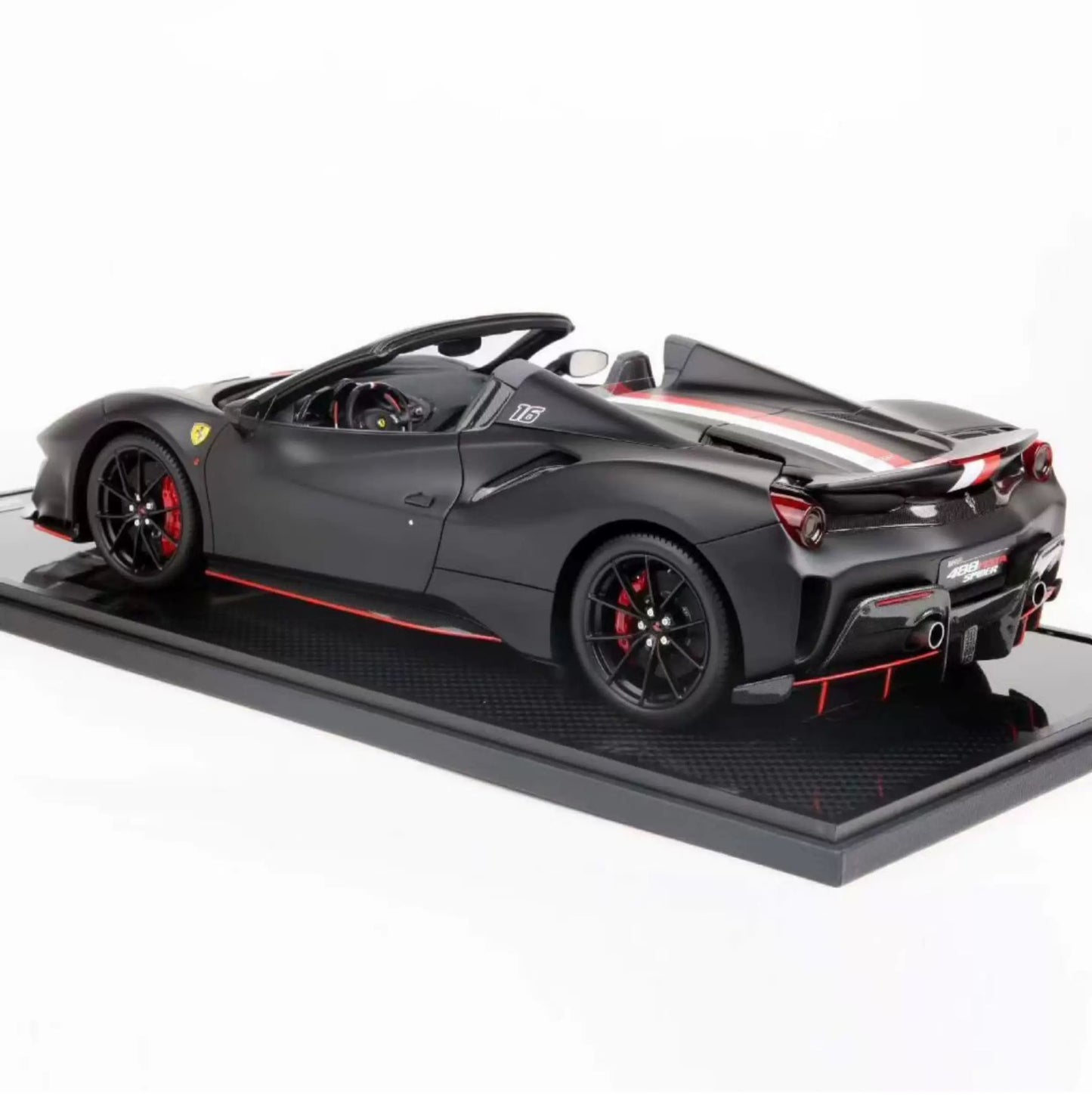 BBR 1/12 Ferrari 488 Pista Spider Resin Model Matte Black Racing Livery