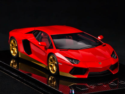 MCM 1/18 Lamborghini Aventador LP700-4 Red Gold Trim | Full Open Resin Model