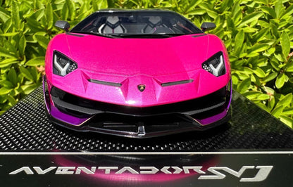 Dino Model Lamborghini Aventador SVJ Pink Chrome 1/18 Resin Model