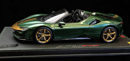 BBR 1/18 Ferrari SF90 Spider Bespoke Metallic Green Gold Flake Limited 15