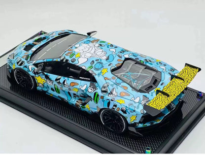 LBWK 1/18 Lamborghini Aventador 2.0 KAWS Blue Resin Model