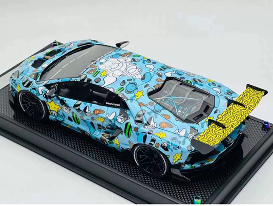 LBWK 1/18 Lamborghini Aventador 2.0 KAWS Blue Resin Model