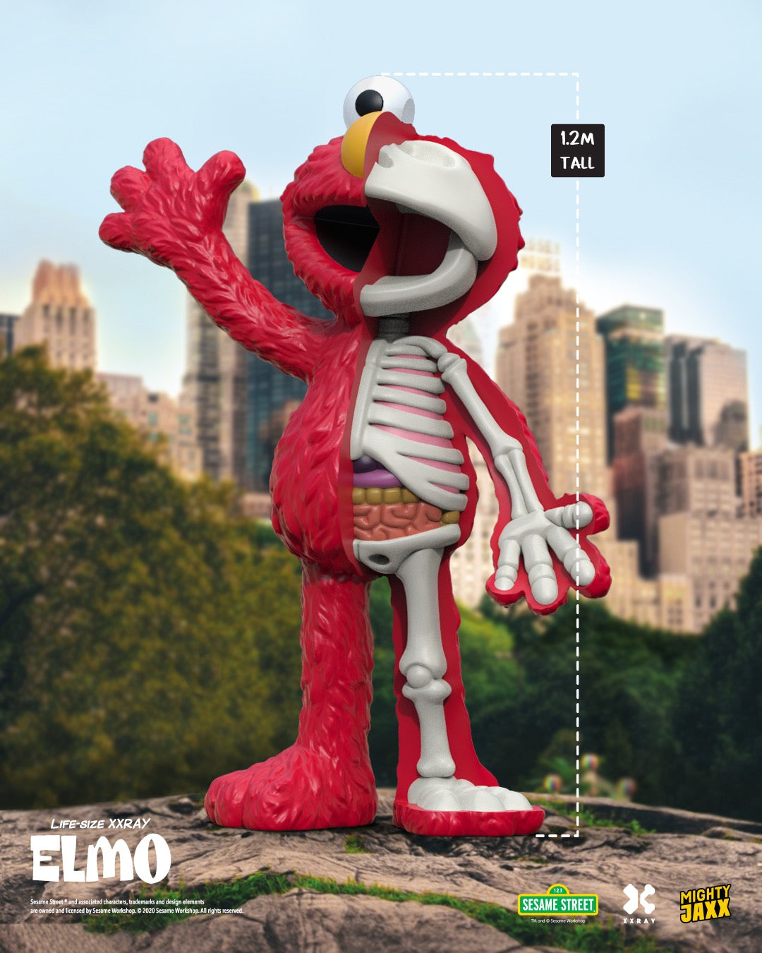 Mighty Jaxx Life-Size ELMO XXRAY Dissected Statue 4FT Limited Edition