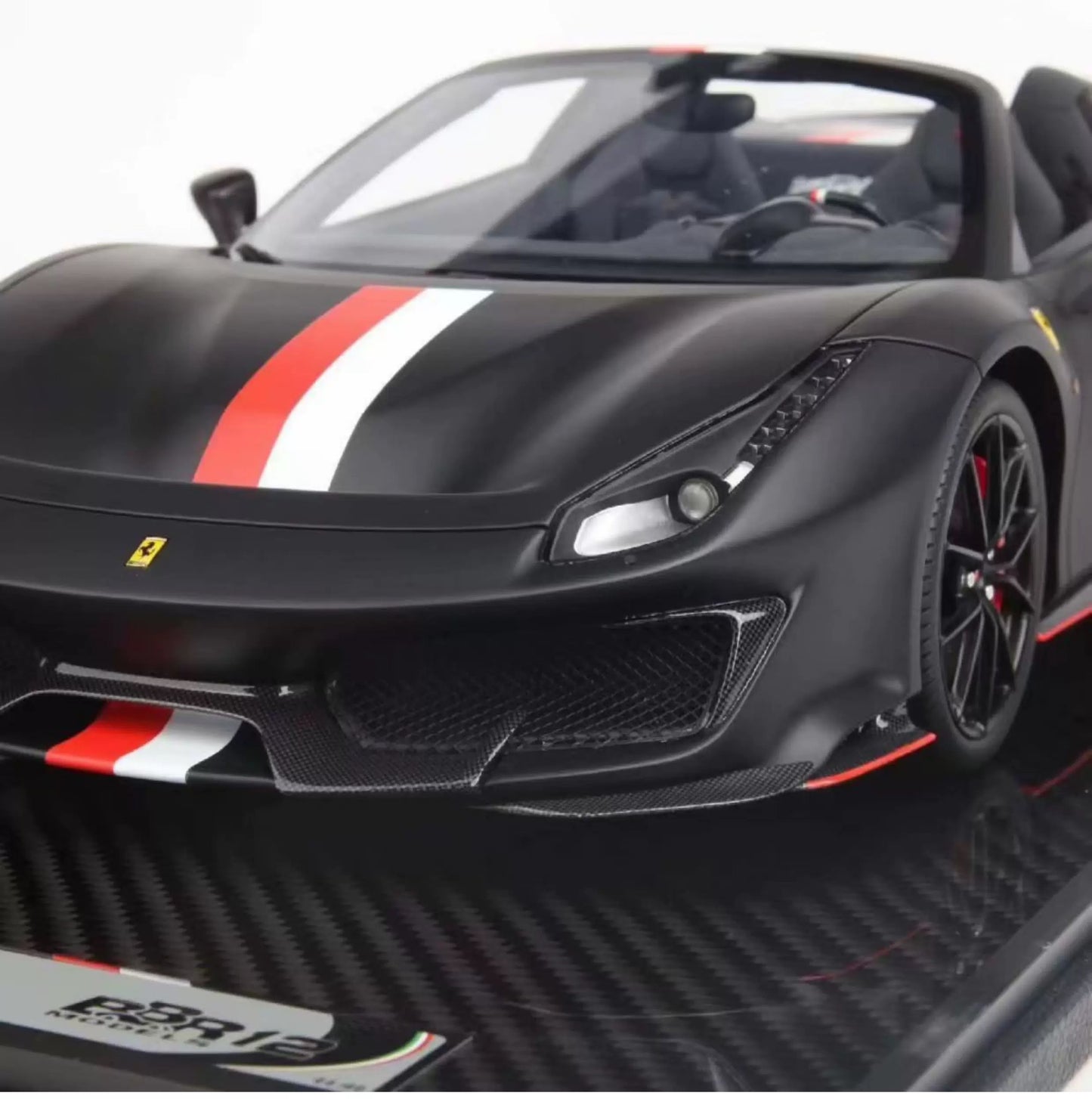 BBR 1/12 Ferrari 488 Pista Spider Resin Model Matte Black Racing Livery