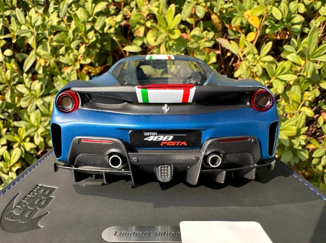 BBR 1/18 Ferrari 488 Pista Matte Blue Tricolore Limited Edition