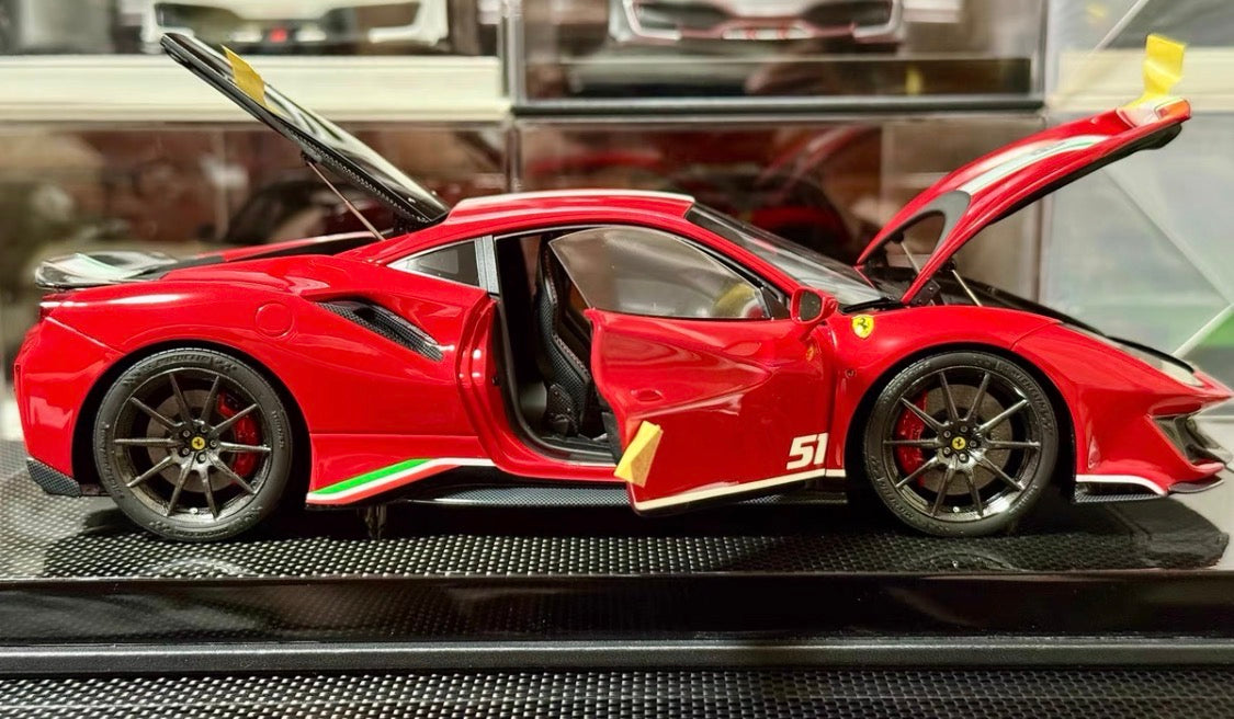 DM PRO 1/18 Ferrari 488 Pista Piloti Fully Open Resin Carbon Base No.51