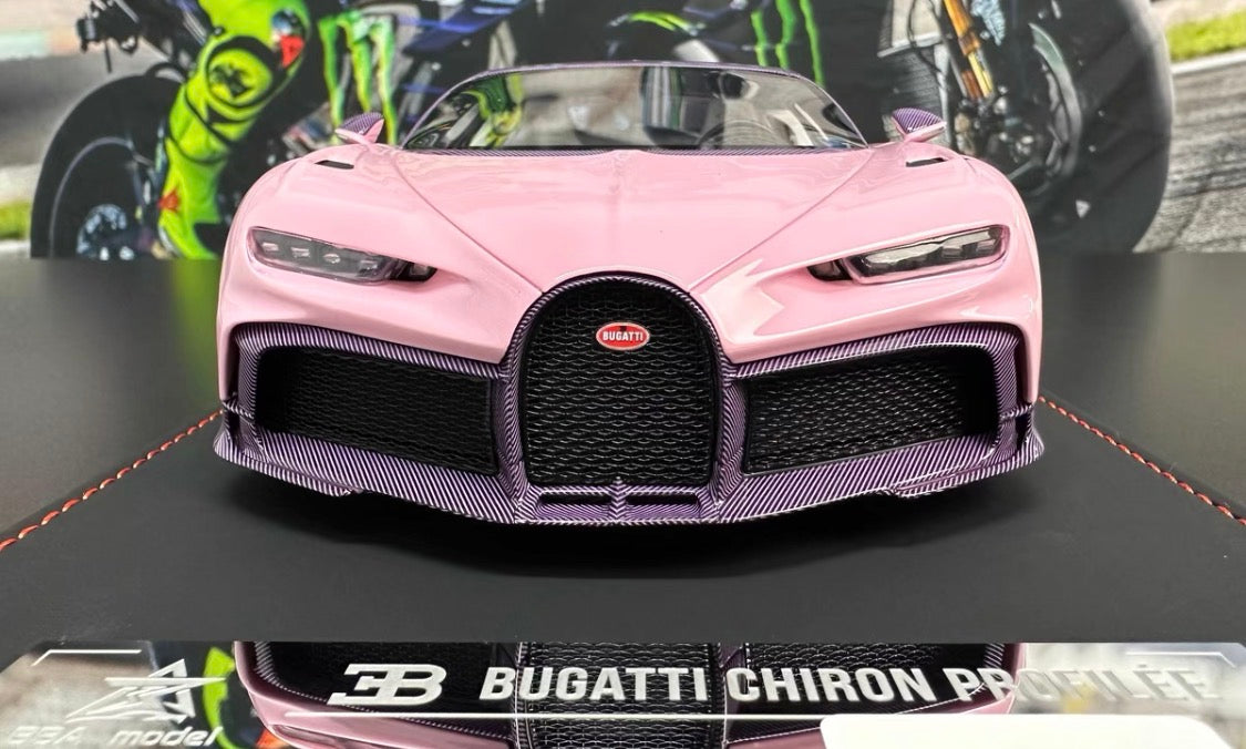 BBA Model 1/18 Bugatti Chiron Profilee Pink Carbon Resin Model Limited Edition