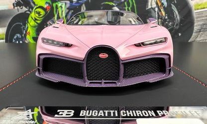 BBA Model 1/18 Bugatti Chiron Profilee Pink Carbon Resin Model Limited Edition