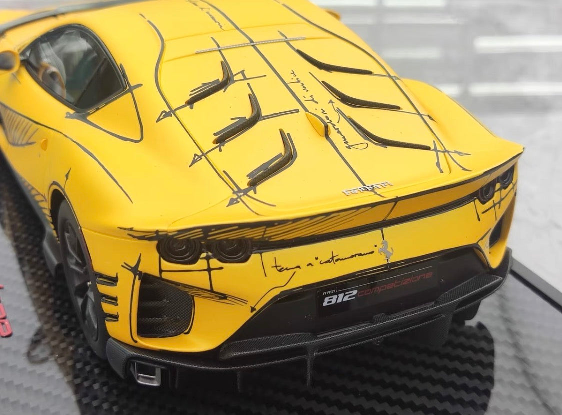 BBR 1/18 Ferrari 812 Competizione Yellow P18207ARTCH