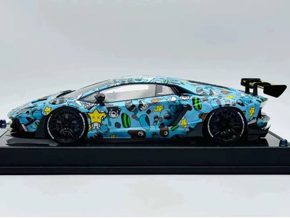 LBWK 1/18 Lamborghini Aventador 2.0 KAWS Blue Resin Model