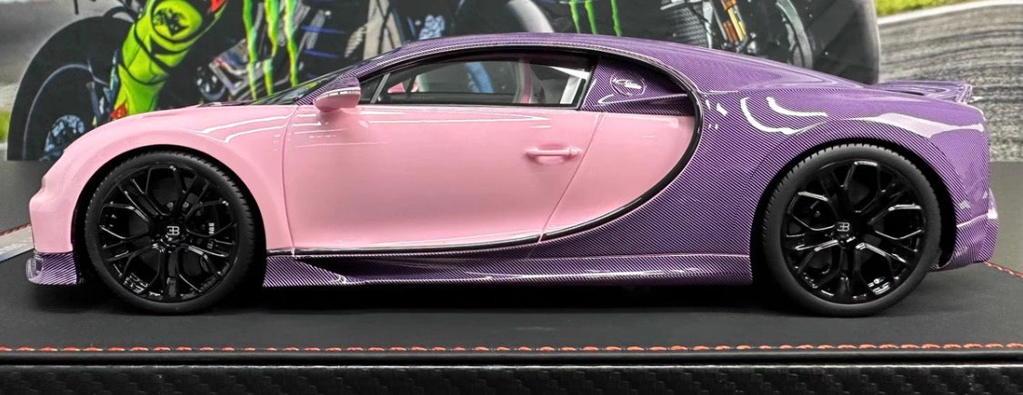 BBA Model 1/18 Bugatti Chiron Profilee Pink Carbon Resin Model Limited Edition