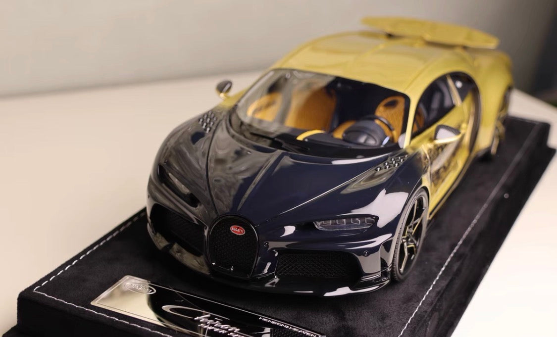 HH 1/18 Bugatti Chiron Golden Era Black Gold Resin Model Limited Edition