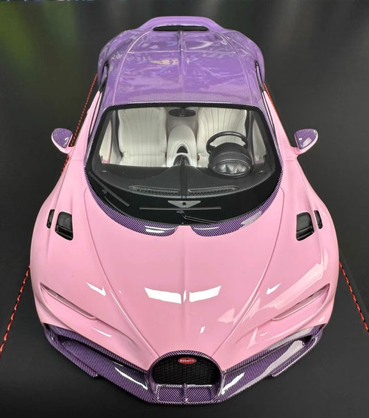 BBA Model 1/18 Bugatti Chiron Profilee Pink Carbon Resin Model Limited Edition