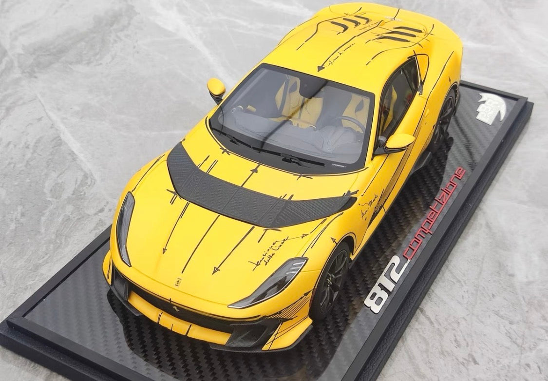 BBR 1/18 Ferrari 812 Competizione Yellow P18207ARTCH