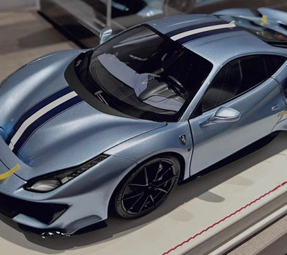 DM Model 1/18 Ferrari 488 Pista Fully Open Resin Ice Blue Model