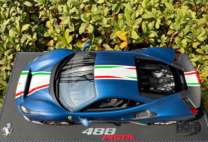 BBR 1/18 Ferrari 488 Pista Matte Blue Tricolore Limited Edition