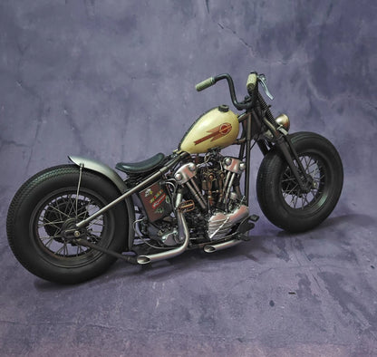 1/6 Custom Harley Bobber Motorcycle Resin Kit | 288 Metal Chain Links | Hand-assembled