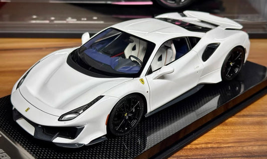 DM PRO 1/18 Ferrari 488 Pista Fully Open Resin White Model