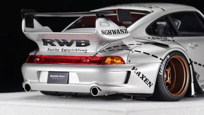 FuelMe Porsche 911 RWB 993 Silver Pig Edition 1/18 Resin Model