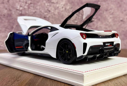 DM Model 1/18 Ferrari 488 Pista Fully Open Resin White Model