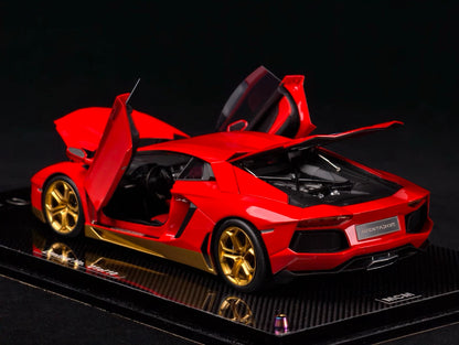 MCM 1/18 Lamborghini Aventador LP700-4 Red Gold Trim | Full Open Resin Model