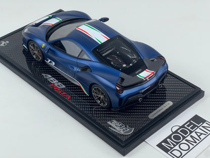 BBR 1/18 Ferrari 488 Pista Piloti Abu Dhabi Blue Limited 10pcs carbon base No 6