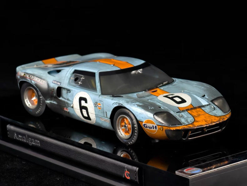 Amalgam 1:18 Ford GT40 #6 Le Mans 1969 Winner Weathered Resin Model