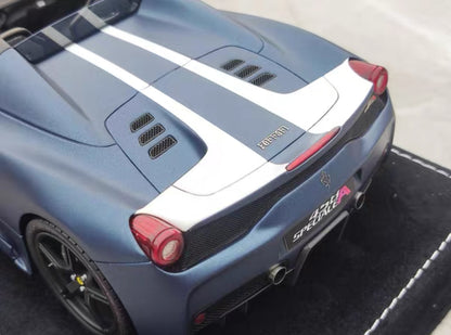 HH 1/18 Ferrari 458 Speciale Aperta Resin Model – Matte Abu Dhabi Blue – HH340