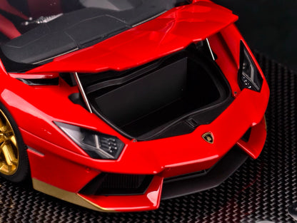 MCM 1/18 Lamborghini Aventador LP700-4 Red Gold Trim | Full Open Resin Model