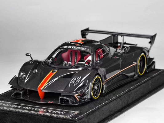 HH 1/18 Pagani Zonda R / Zonda Revolución Black Carbon Red Stripe Resin Model