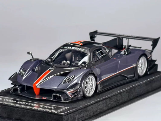 HH 1/18 Pagani Zonda R & Zonda Revolucion Midnight Blue Carbon Resin Model