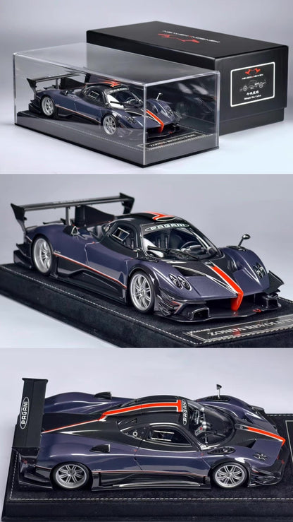 HH 1/18 Pagani Zonda R & Zonda Revolucion Midnight Blue Carbon Resin Model