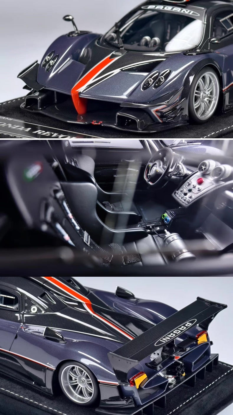 HH 1/18 Pagani Zonda R & Zonda Revolucion Midnight Blue Carbon Resin Model