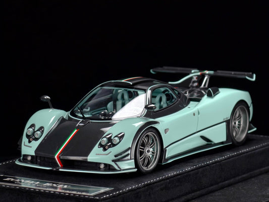 HH Model 1/18 Pagani Zonda Hardtop Special Edition Resin Model Mint Green with Carbon Fiber