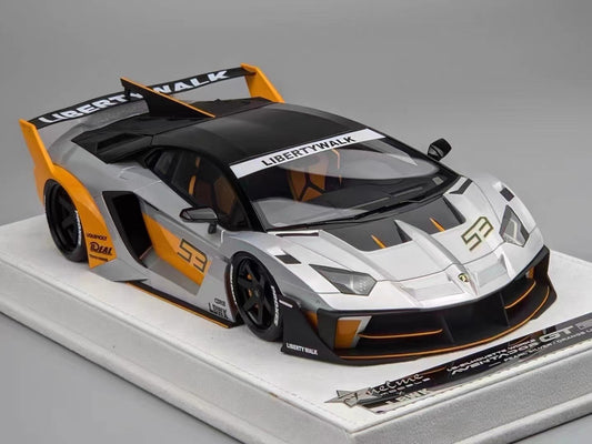 FuelMe 1/18 Lamborghini Aventador 700GT EVO Resin Model – Silver / Orange