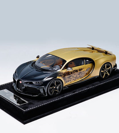 HH 1/18 Bugatti Chiron Golden Era Black Gold Resin Model Limited Edition