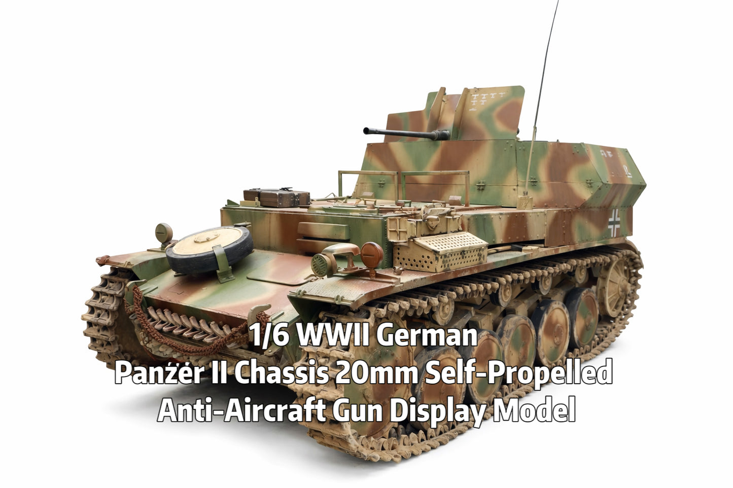 1/6 WWII German Panzer II Chassis 20mm Self-Propelled Anti-Aircraft Gun Display Model
