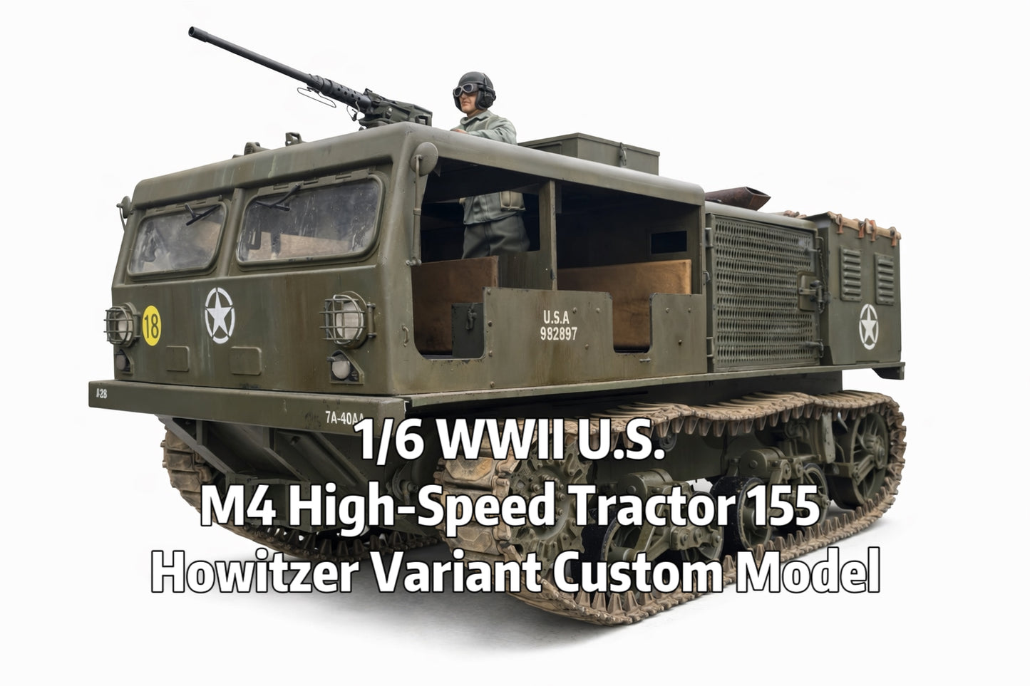 1/6 Scale WWII U.S. M4 High-Speed Tractor 155 Howitzer Variant Custom Model