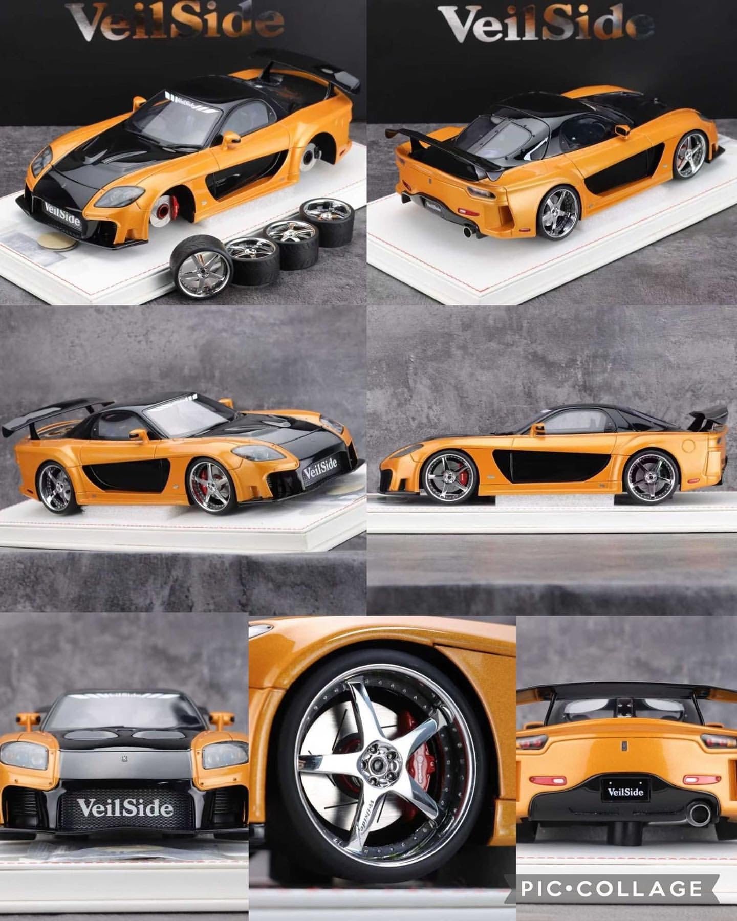 ONE MODEL 1:18 Mazda RX-7 (FD3S) VeilSide Fortune — Orange/Black Resin Model